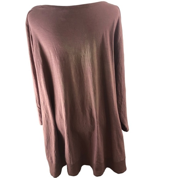 LOGO Lori Goldstein Cotton Tee Women 3X Mauve VNeck Pockets 3/4 Sleeves - Picture 7 of 12